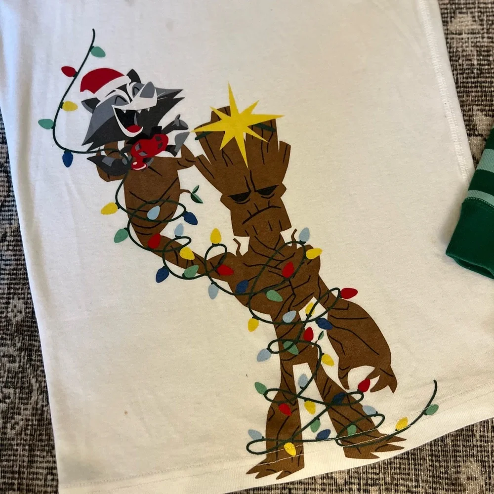 Hanna Andersson Marvel Groot Kids Size 12 Holiday Long John Pajamas